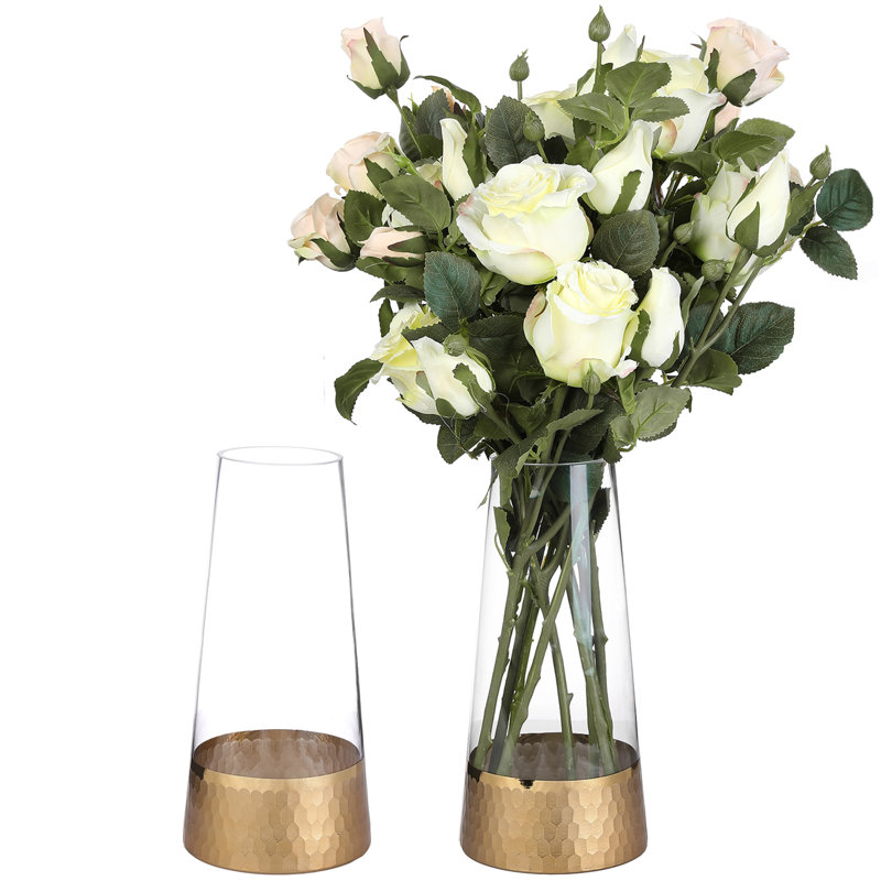 Mercer41 Crichlow Clear & Gold Glass Table Vase & Reviews Wayfair
